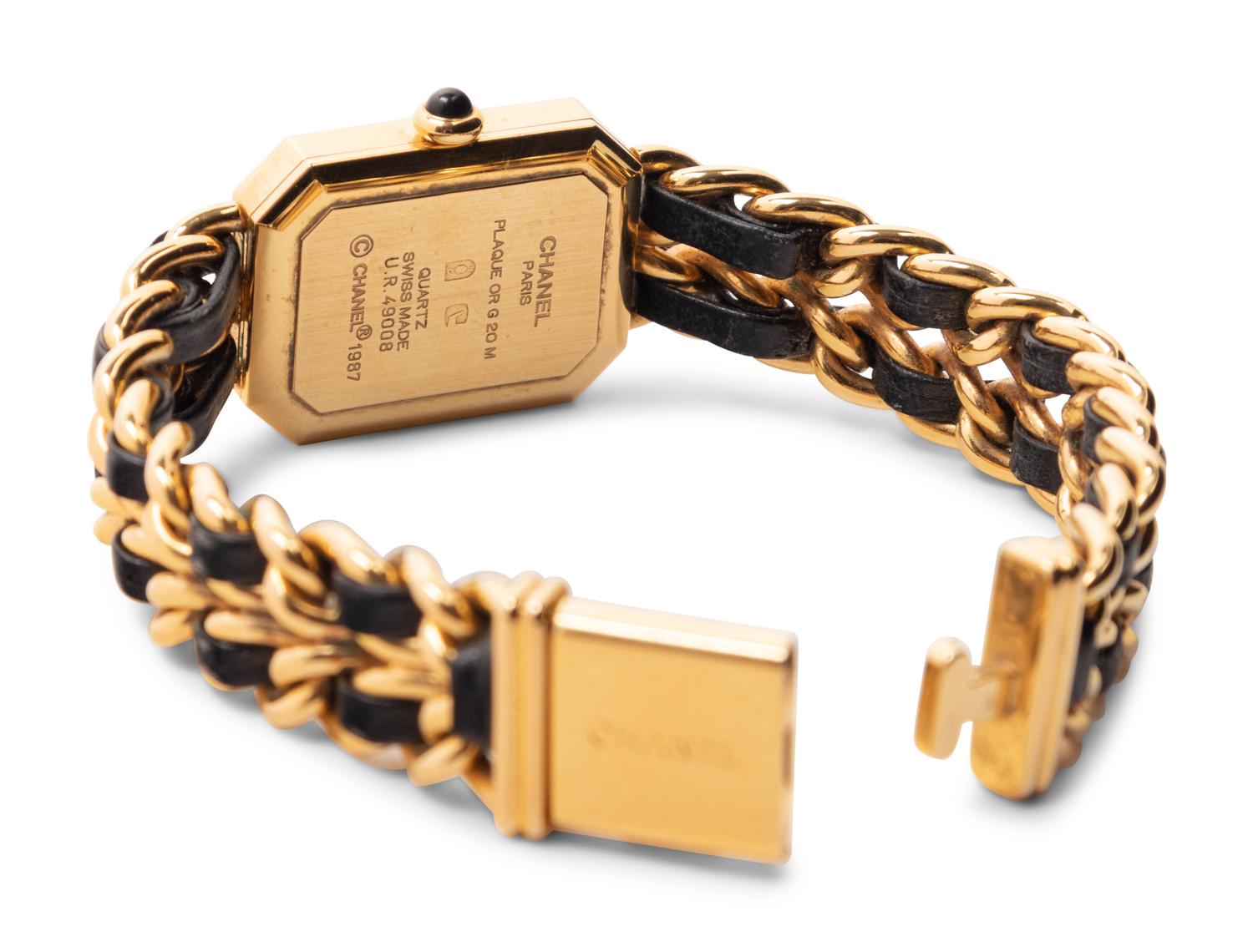 Chanel Gold Plated Chain and Braided Leather Watch, 1987