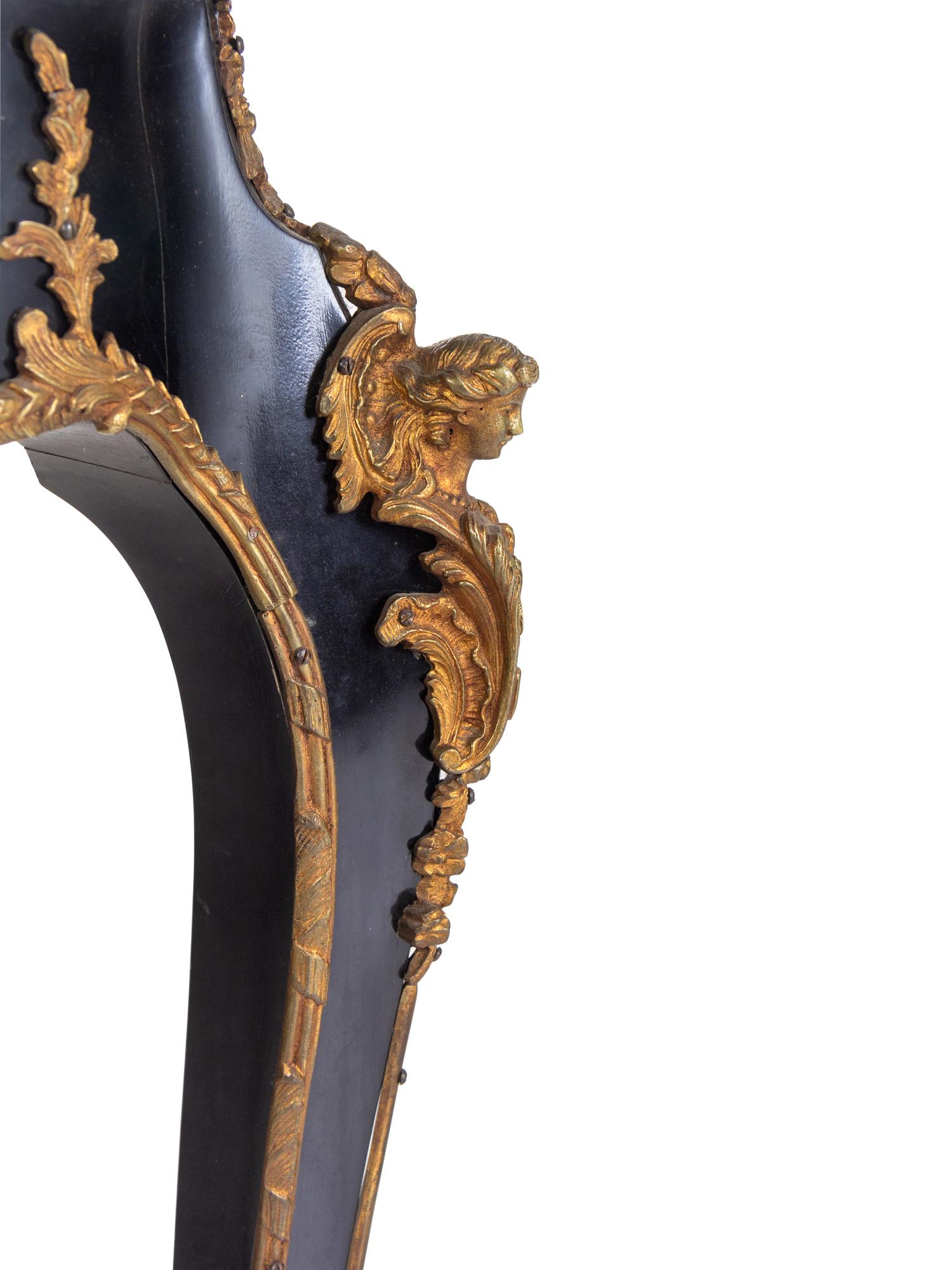 A Louis XV Style Gilt Bronze Mounted Ebonized Bureau Plat