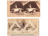 [CIVIL WAR]. A group of 2 stereoviews with medical content, incl. a doctor's tent and an embalming scene. New York: E. & H.T. Anthony, ca 1860s.