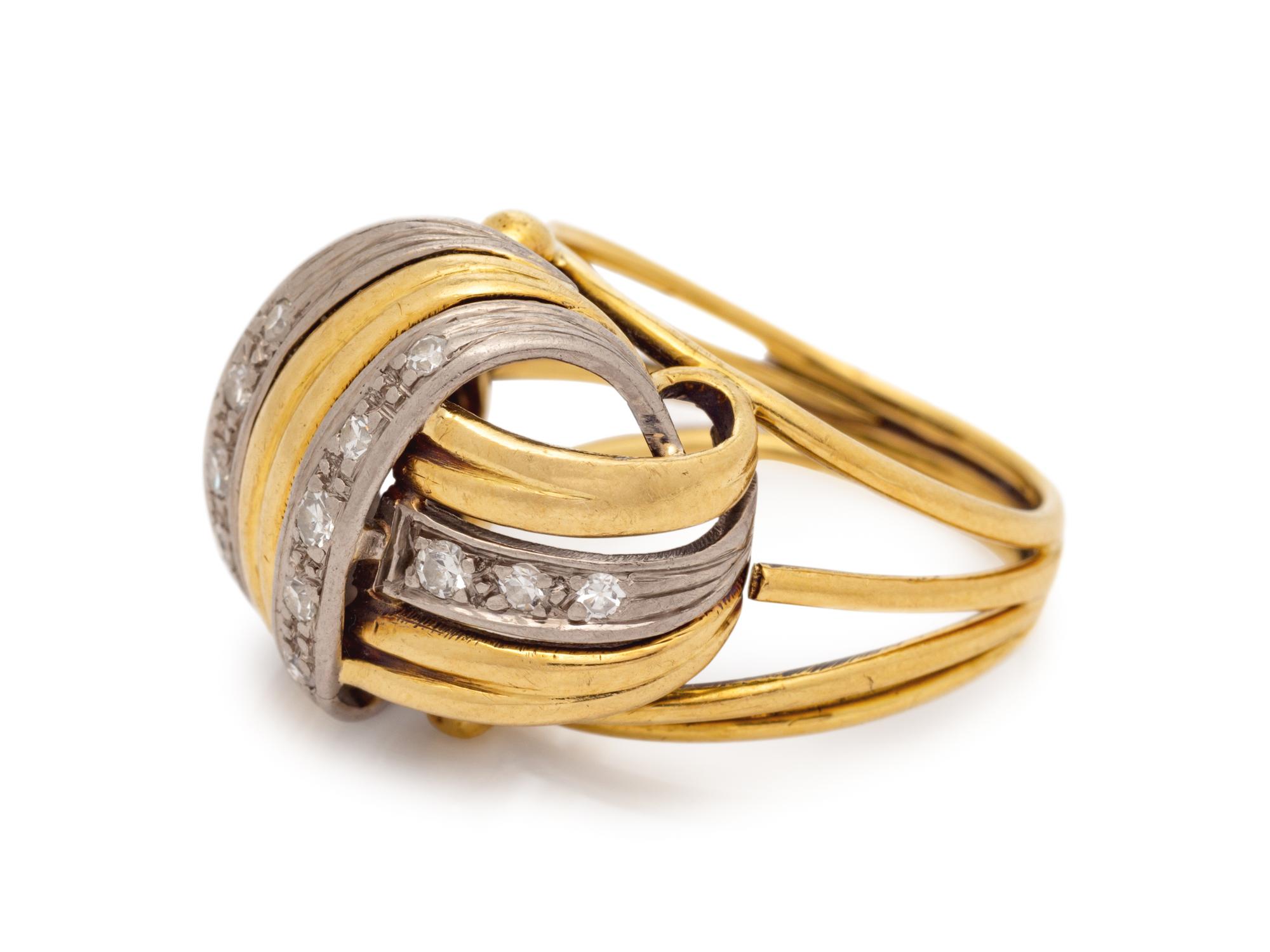 A Bicolor Gold and Diamond Ring,