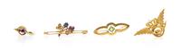 A Collection of Yellow Gold and Multi Gem Pins, 6.90 dwts.