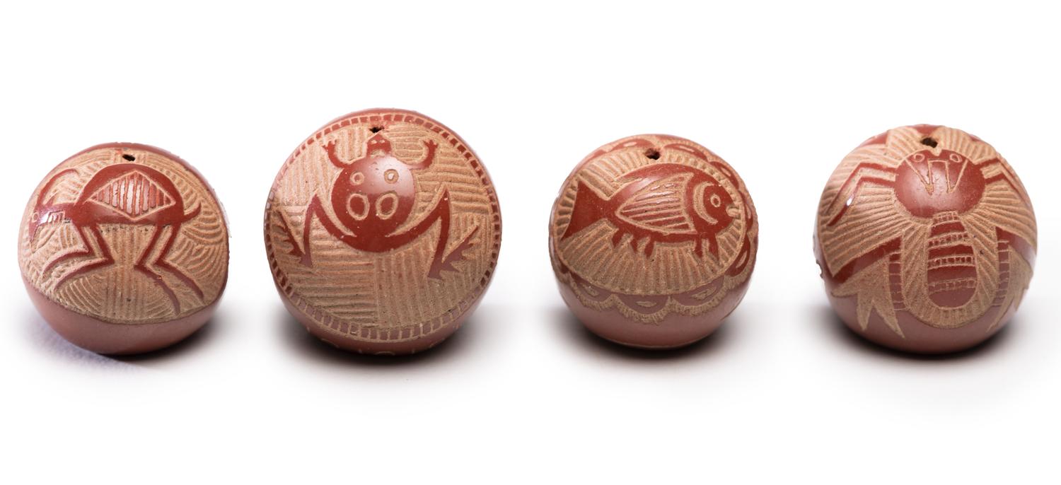 Collection of Miniature Sgraffito Redware Seed Jars Lot is located and will ship from Cincinnati, Ohio.