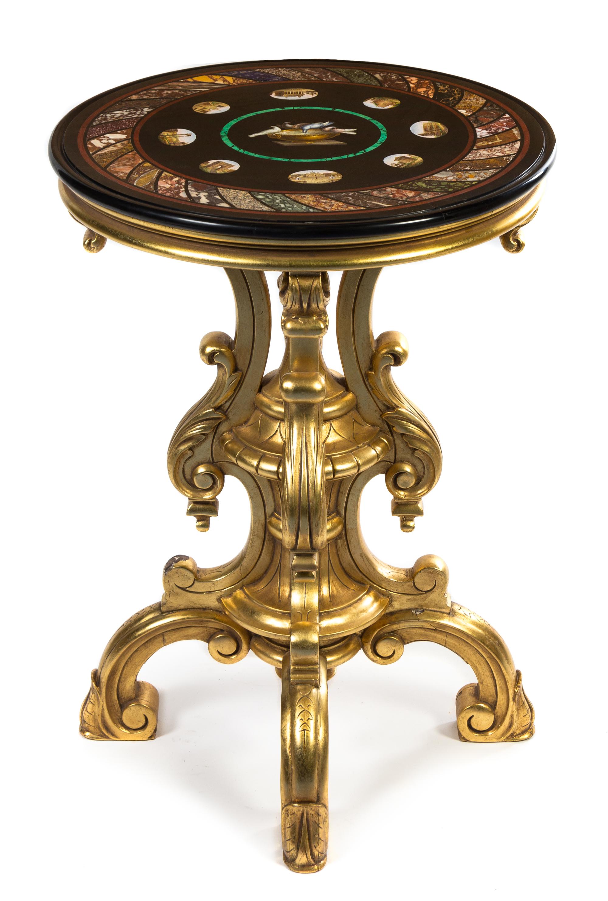 An Italian Micromosaic Table Height 30 1/4 x diameter of top 21 1/4 inches. — 19TH CENTURY