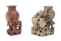Two Carved Hardstone Articles Height of taller 9 1/2 inches.