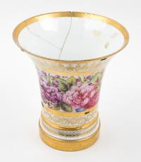 A Paris Porcelain Trumpet Vase Height 8 5/8 inches.