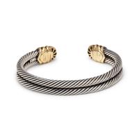 DAVID YURMAN, STERLING SILVER, YELLOW GOLD AND DIAMOND 'CABLE CLASSIC' CUFF BRACELET