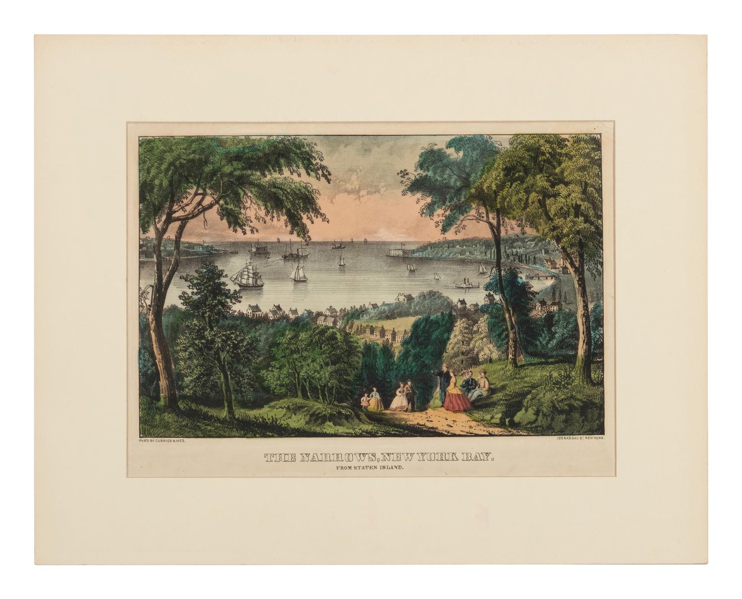 [NEW YORK SCENES] -- CURRIER and IVES, publishers City of New York and Environs, 1875. (G.1226). -- The Narrows, New York Bay. From Staten Island, n.d. (G.4760).