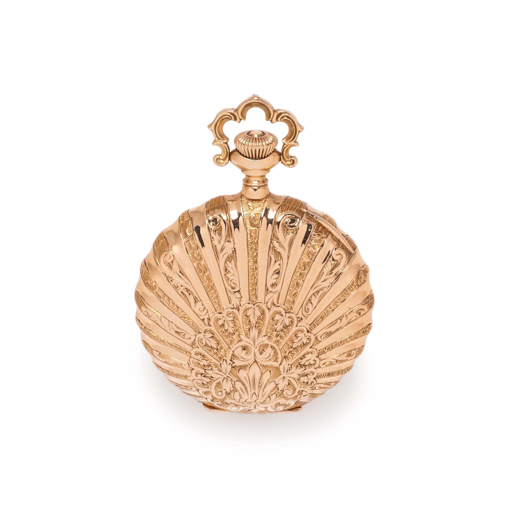 ELGIN, 14K YELLOW GOLD HUNTER CASE POCKET WATCH