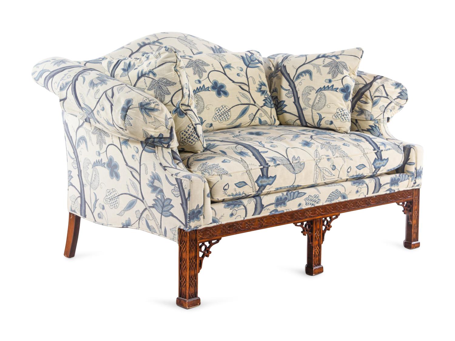A Pair of Chinese Chippendale Style Mahogany Sofas