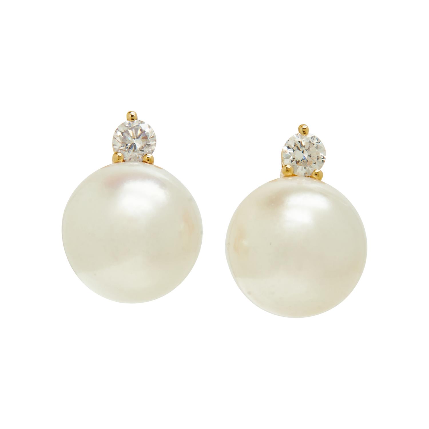 CULTURED SOUTH SEA PEARL AND DIAMOND CLIP EARRINGS