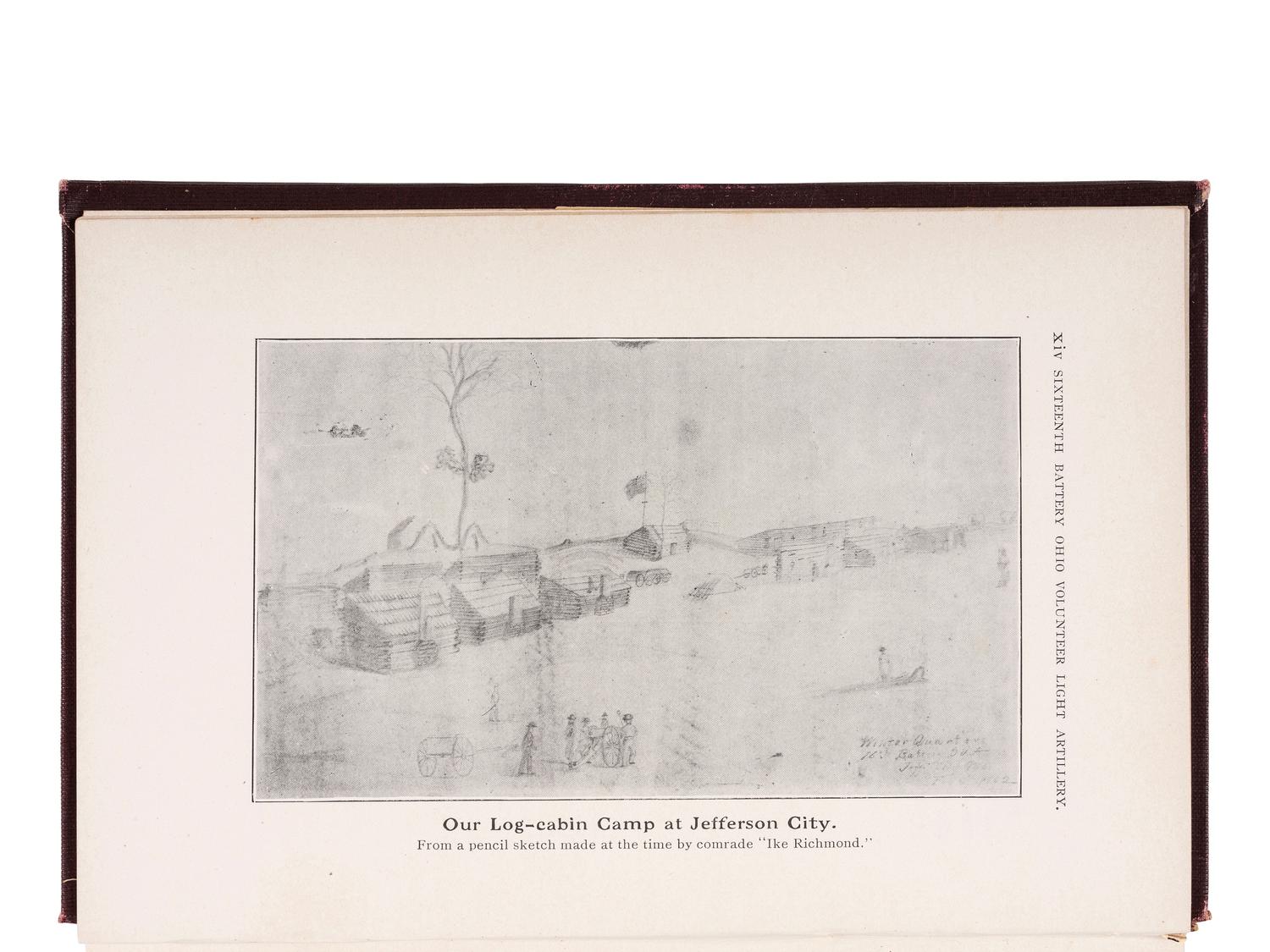 [CIVIL WAR] 16th OH Battery Archive, incl. hand-drawn camp scene, escutcheon, war-date diary, CDVs.