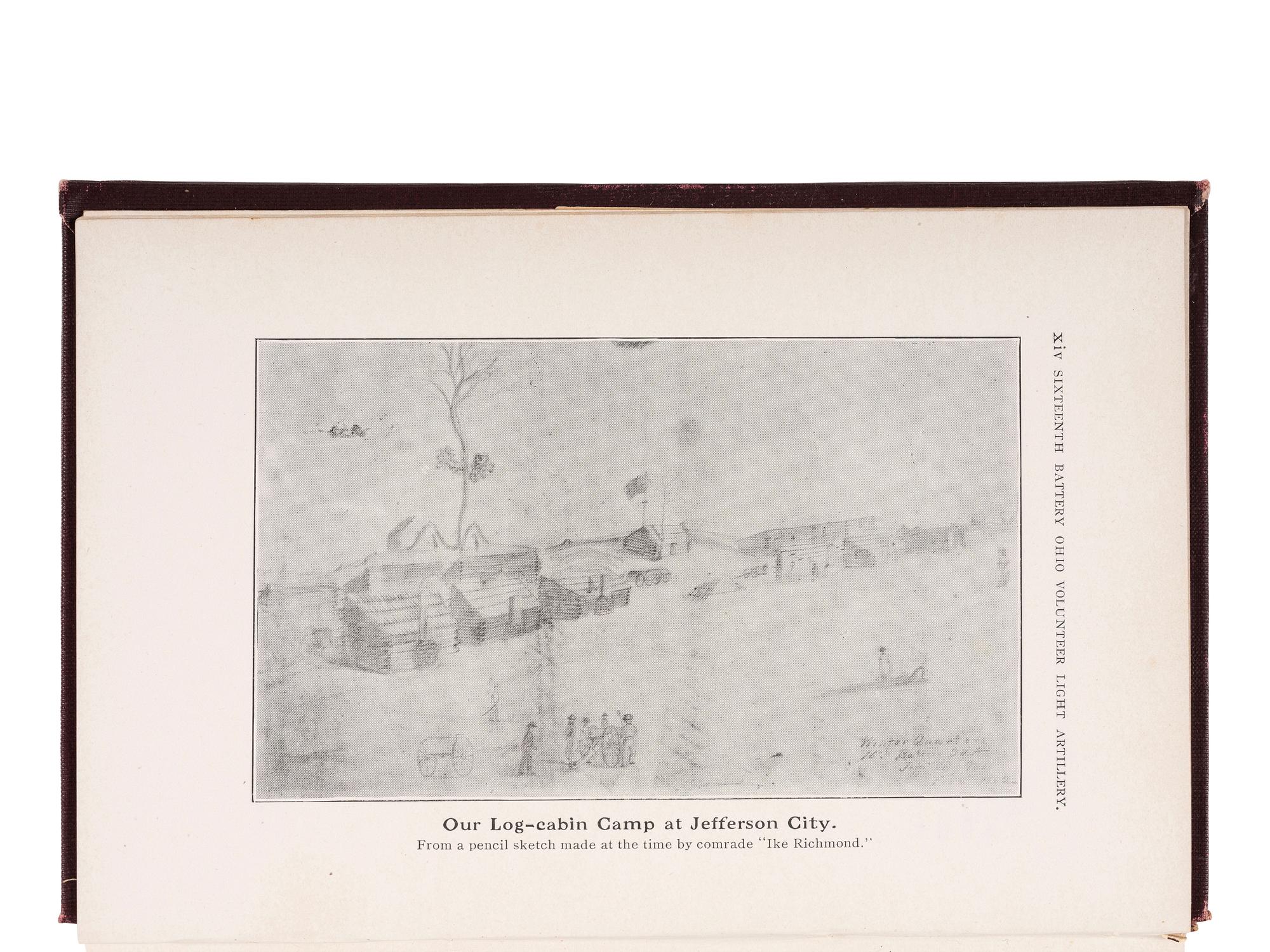 [CIVIL WAR] 16th OH Battery Archive, incl. hand-drawn camp scene, escutcheon, war-date diary, CDVs.