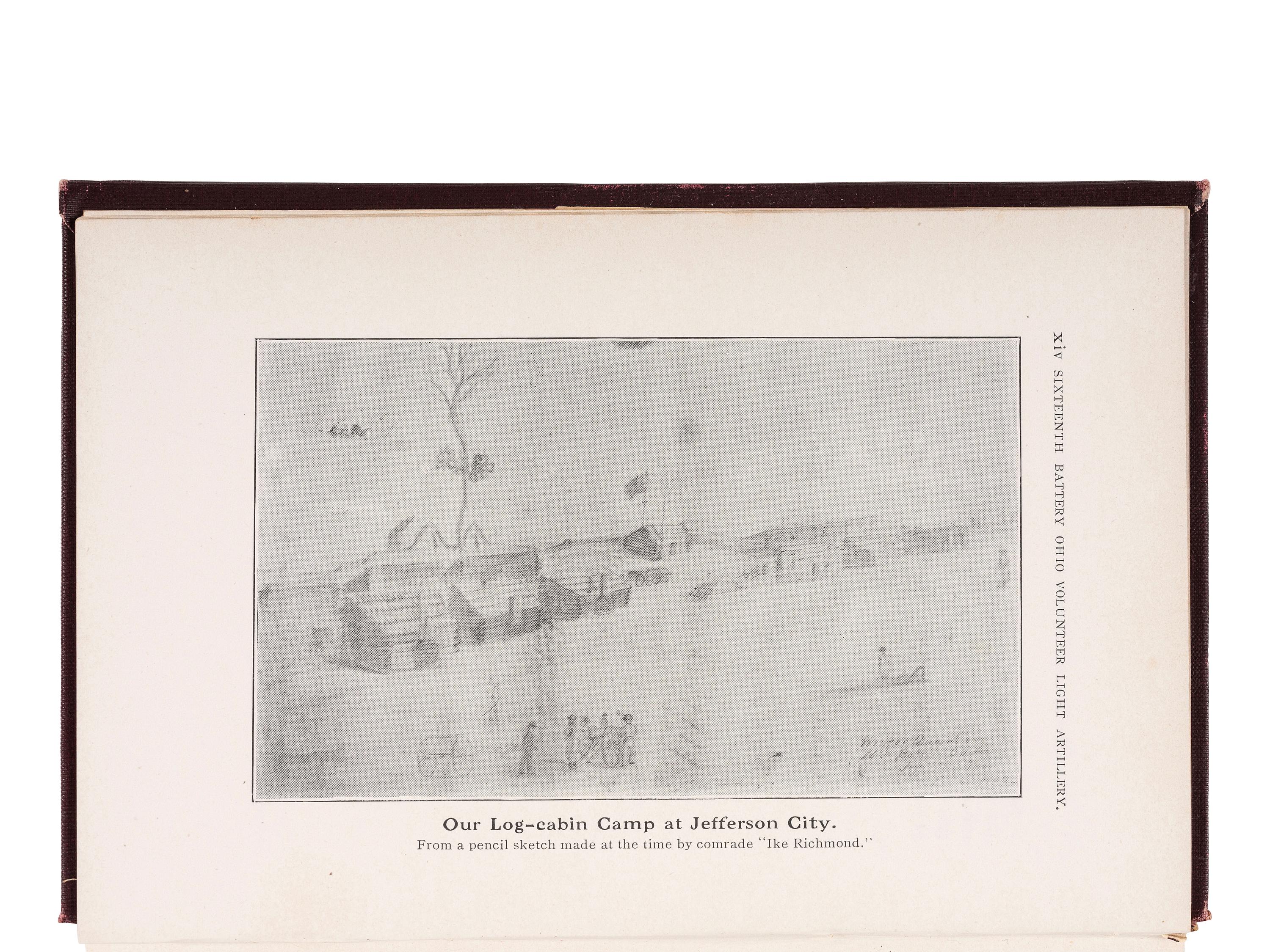 [CIVIL WAR] 16th OH Battery Archive, incl. hand-drawn camp scene, escutcheon, war-date diary, CDVs.