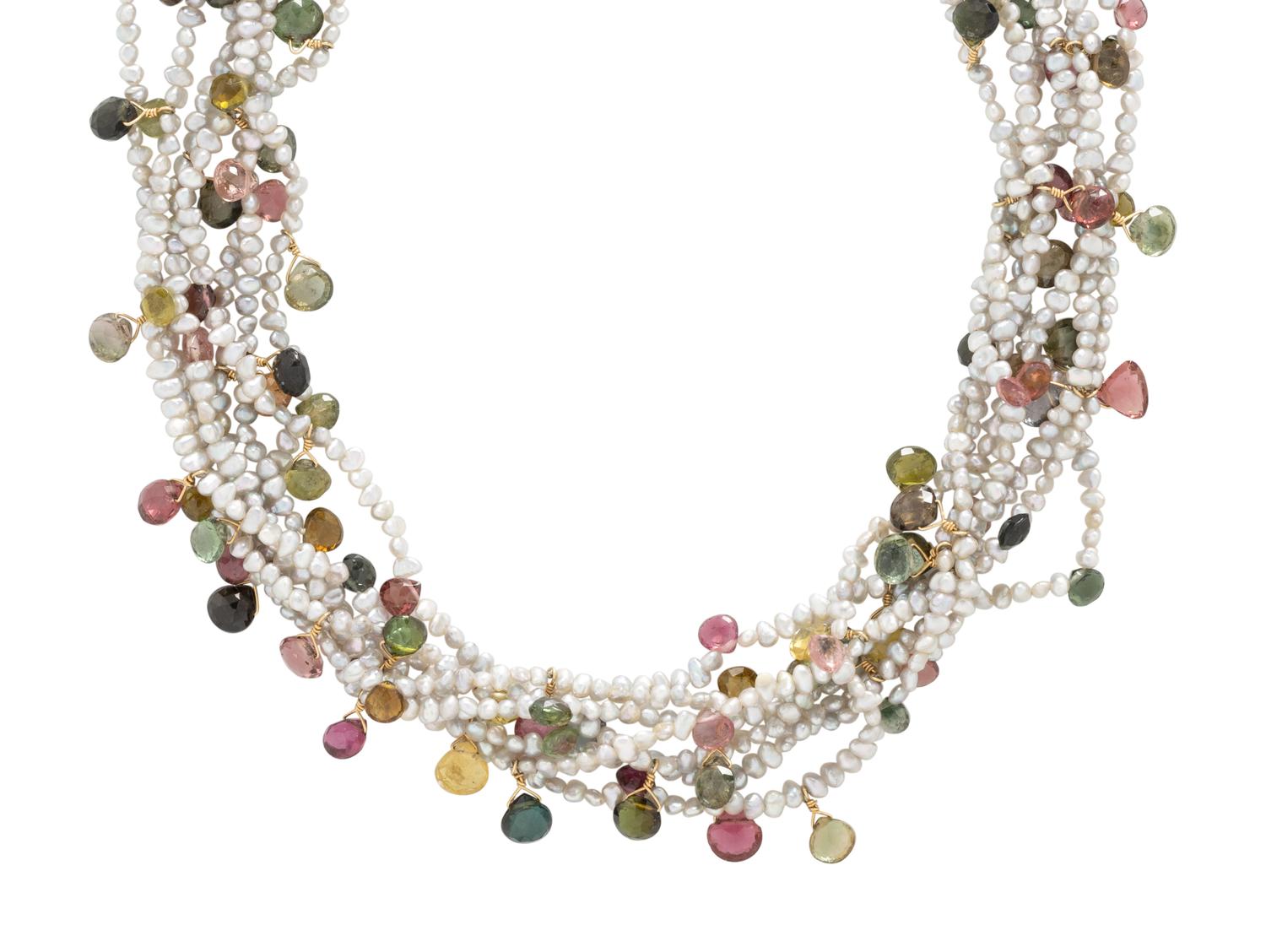 SEED PEARL AND TOURMALINE TORSADE