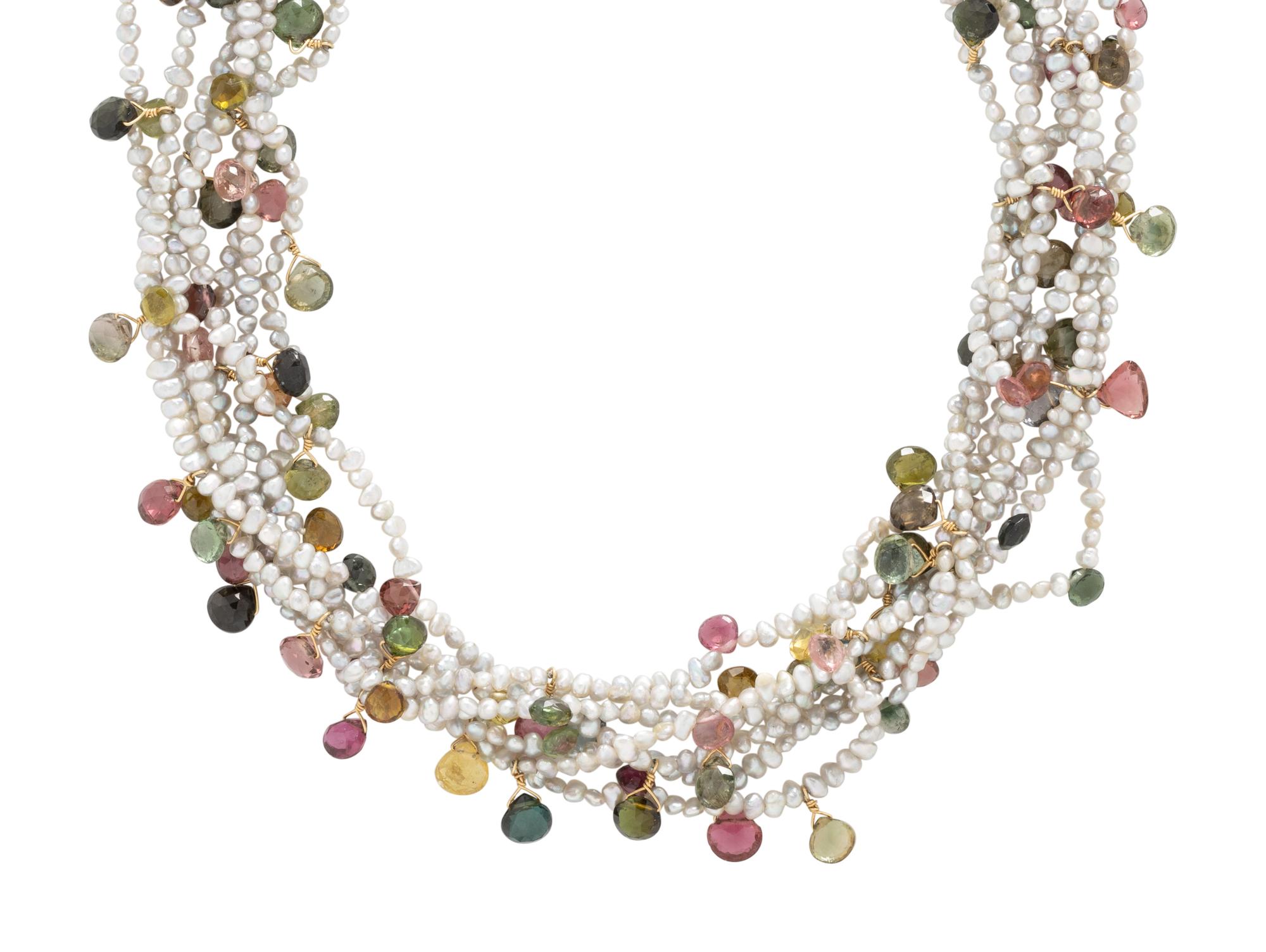 SEED PEARL AND TOURMALINE TORSADE