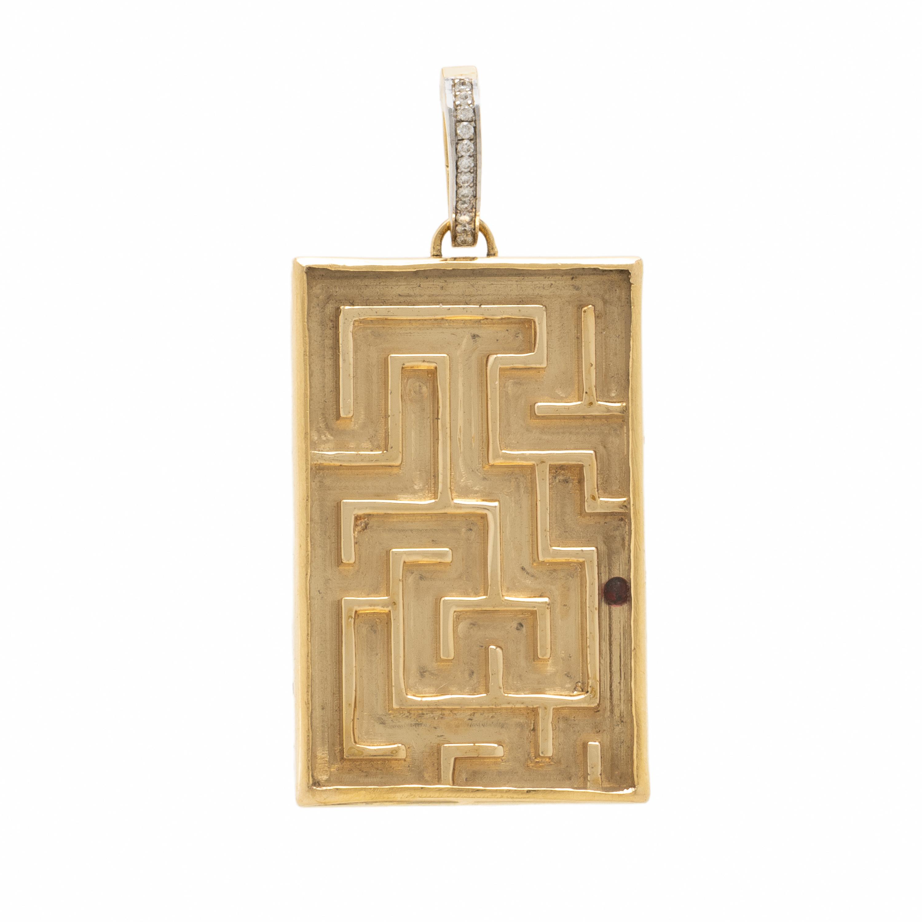 Carolyn Rodney, 'Labyrinth Puzzle', Yellow Gold, Diamond, and Ruby Pendant