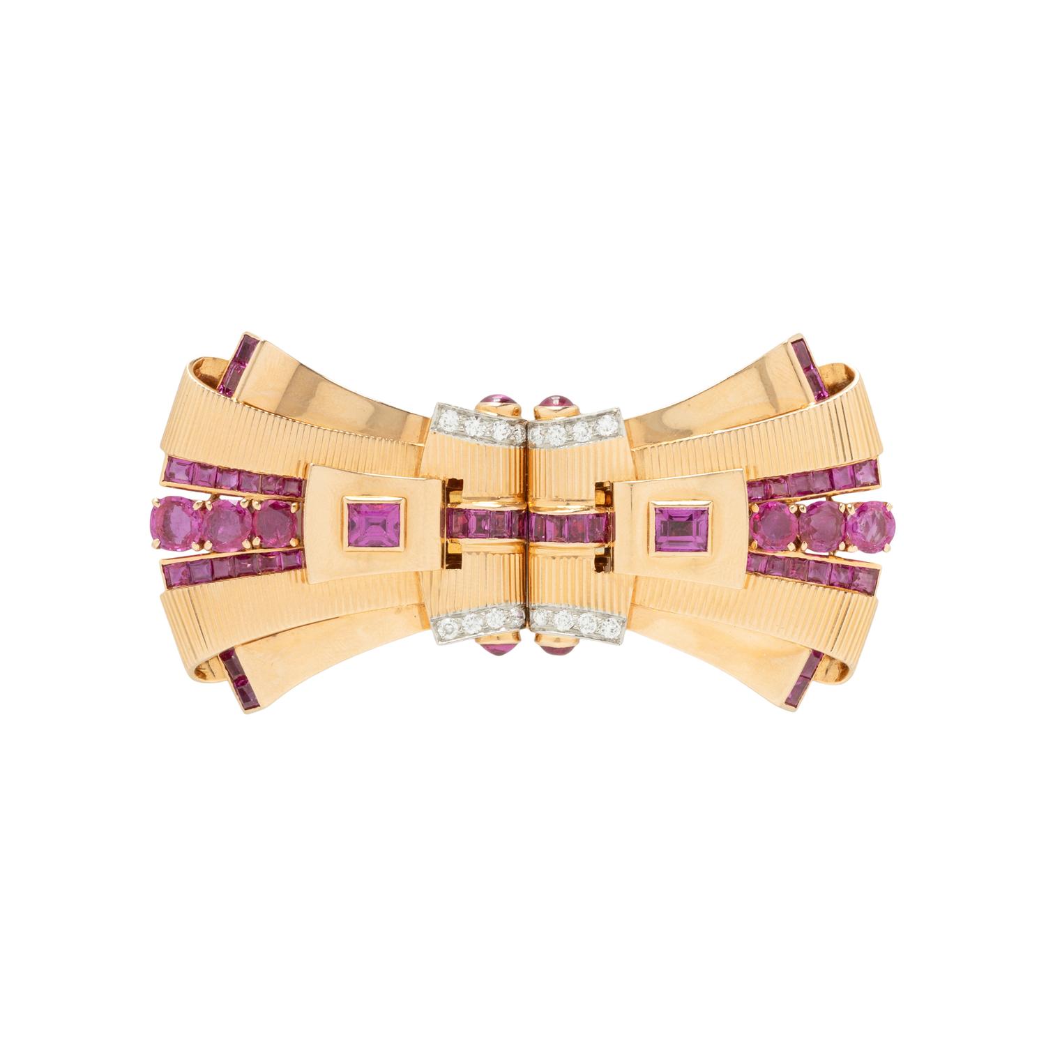 RETRO, ROSE GOLD, RUBY, AND DIAMOND CONVERTIBLE DRESS CLIPS