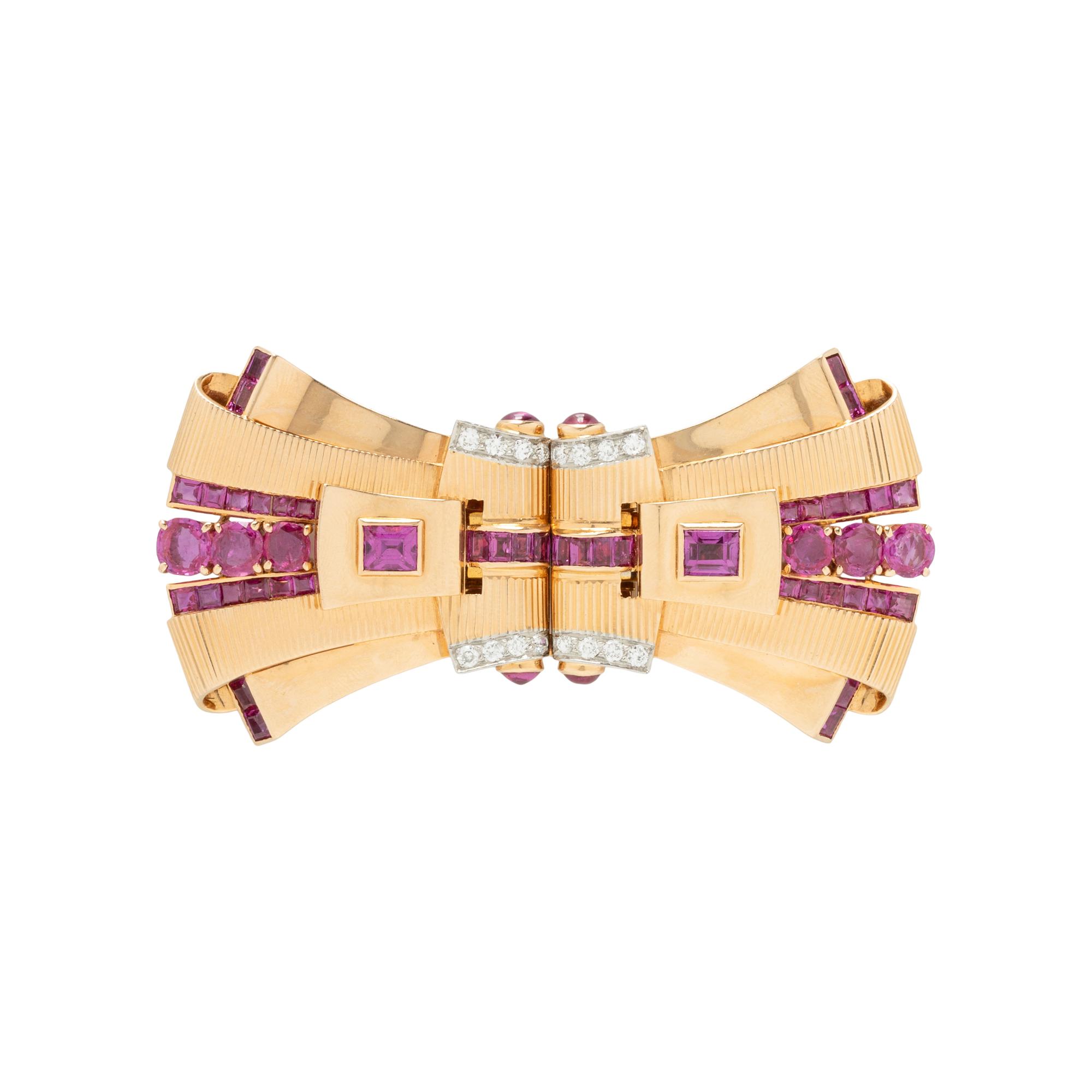 RETRO, ROSE GOLD, RUBY, AND DIAMOND CONVERTIBLE DRESS CLIPS
