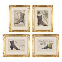 A Set of Four German Giltwood-Framed Shoe Advertisements