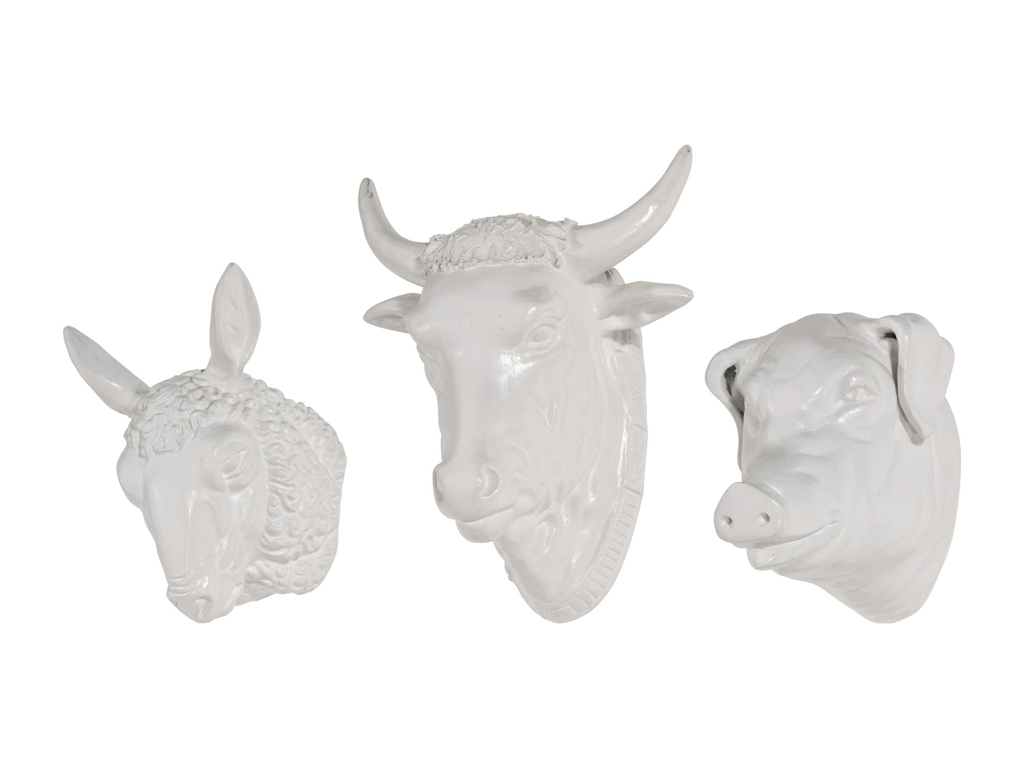 A Group of Three Ceramic Butcher's Shop Shoulder Mounts