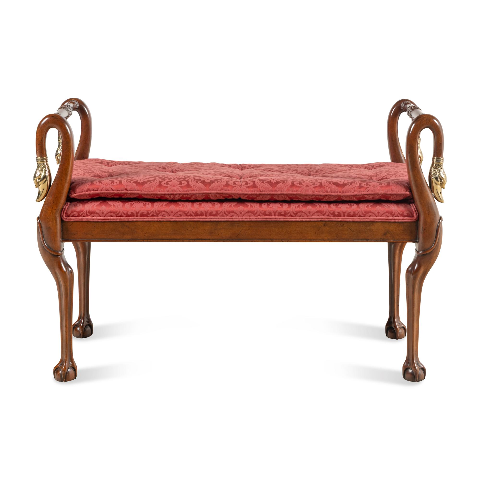 An Empire Style Walunt and Gilt-Metal Mounted Hall Bench
