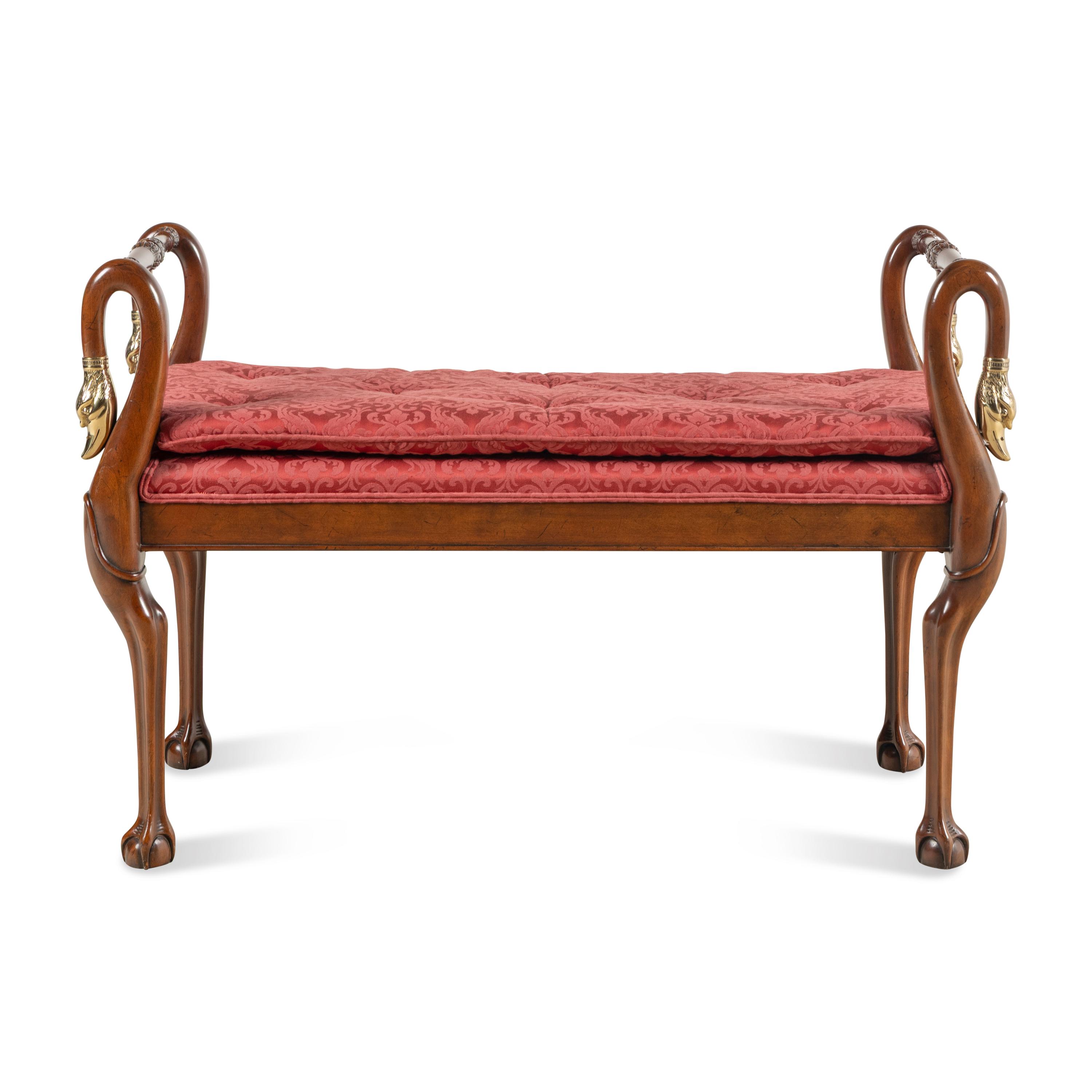 An Empire Style Walunt and Gilt-Metal Mounted Hall Bench