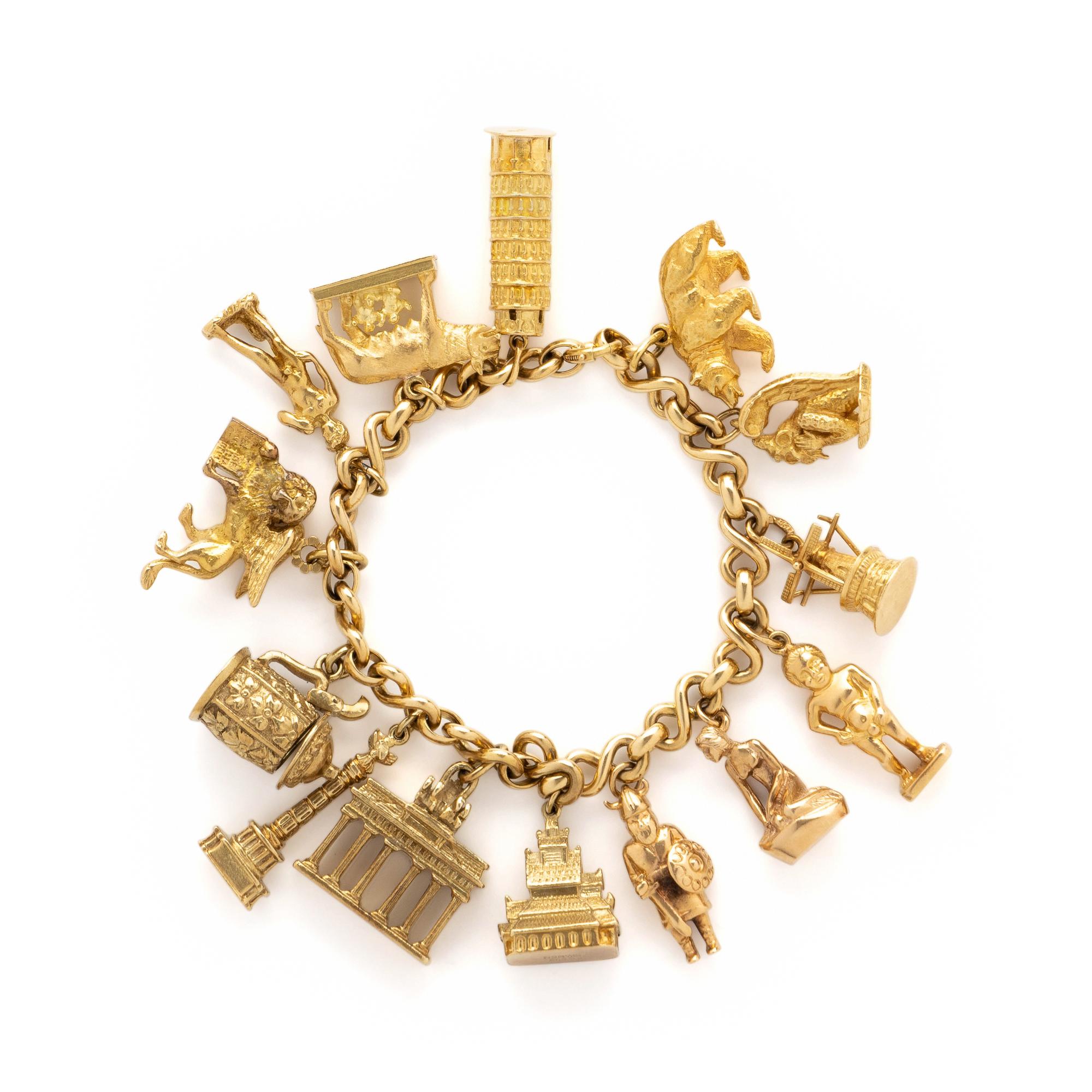 YELLOW GOLD CHARM BRACELET
