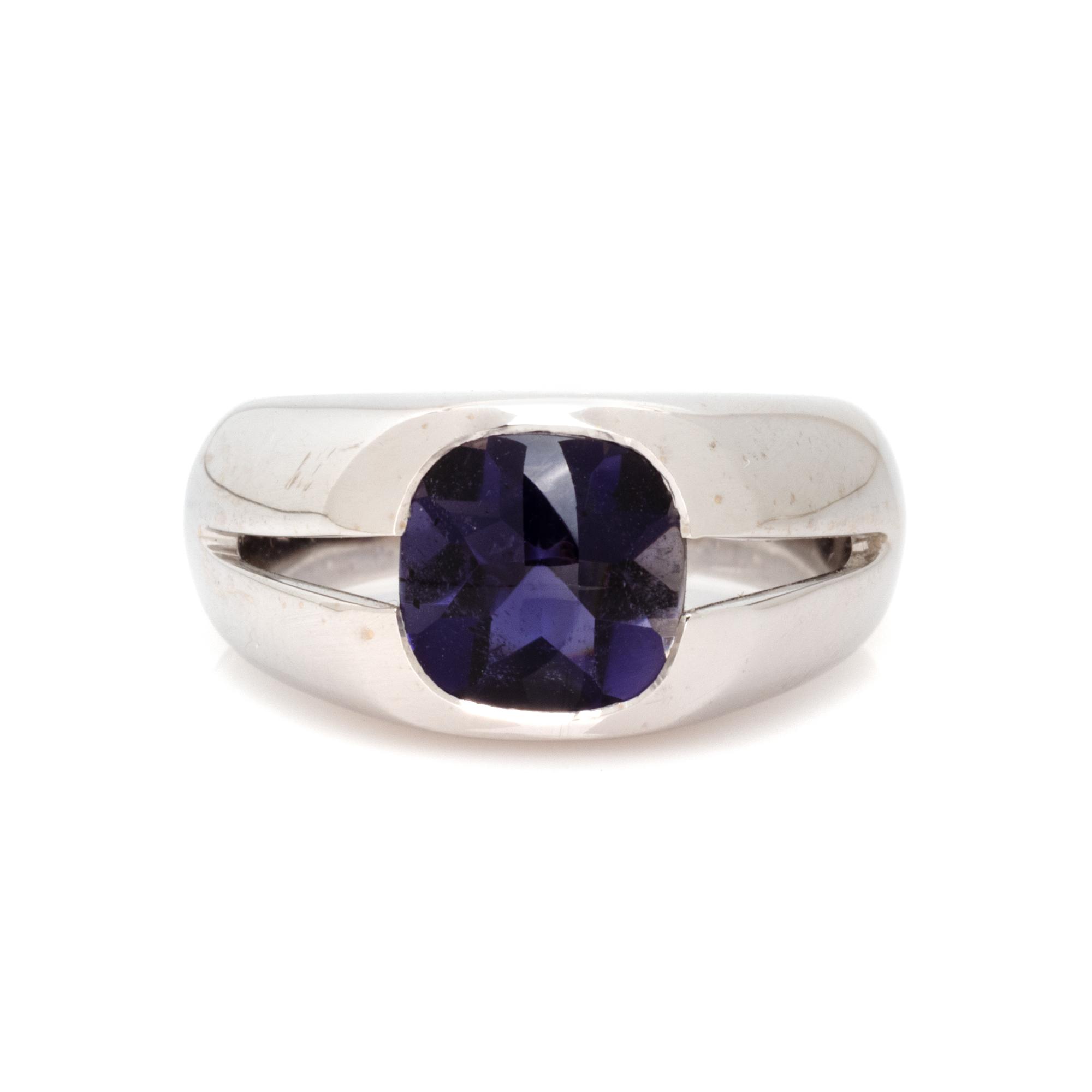 TIFFANY & CO., WHITE GOLD AND IOLITE RING