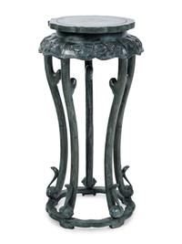 A Chinese Patinated Bronze Pedestal Table