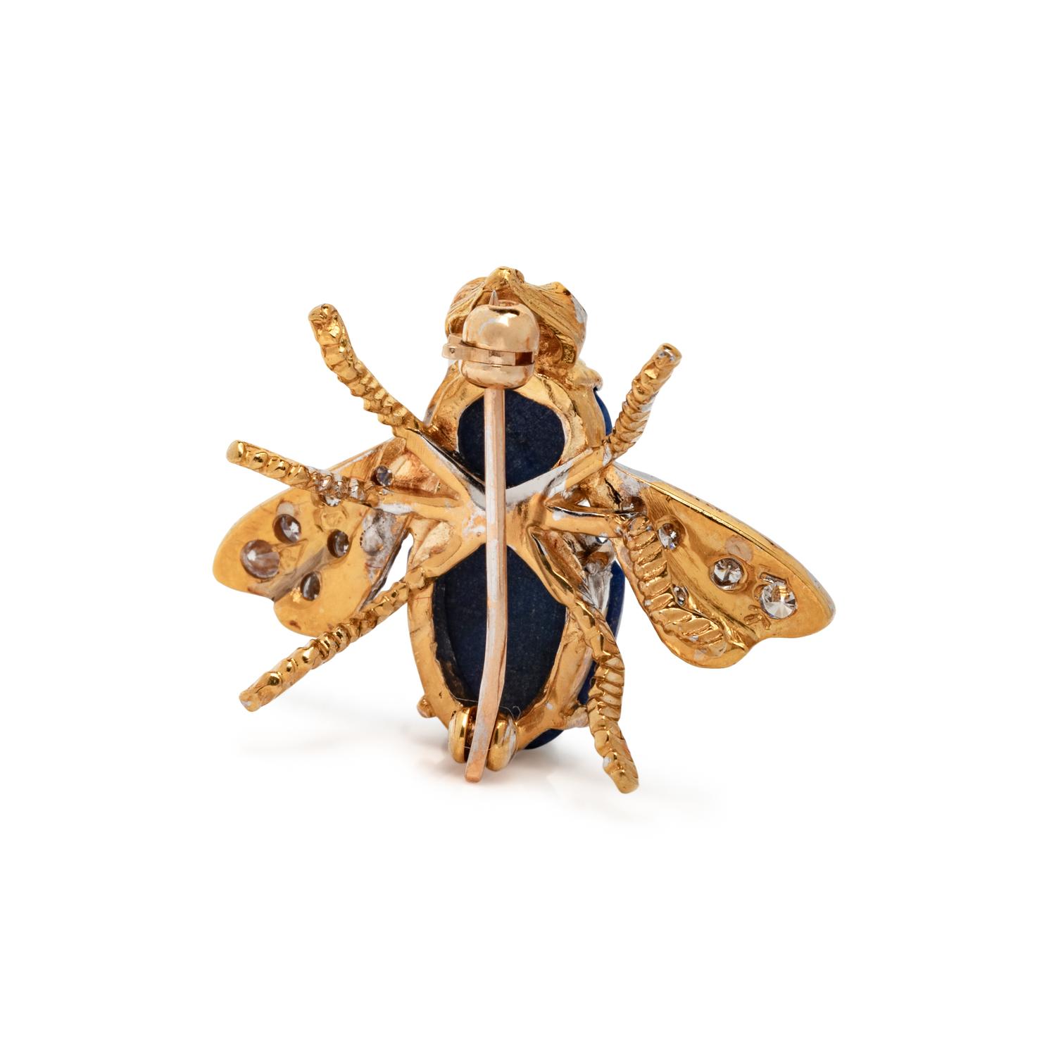 HERBERT ROSENTHAL, LAPIS LAZULI AND DIAMOND BEE BROOCH