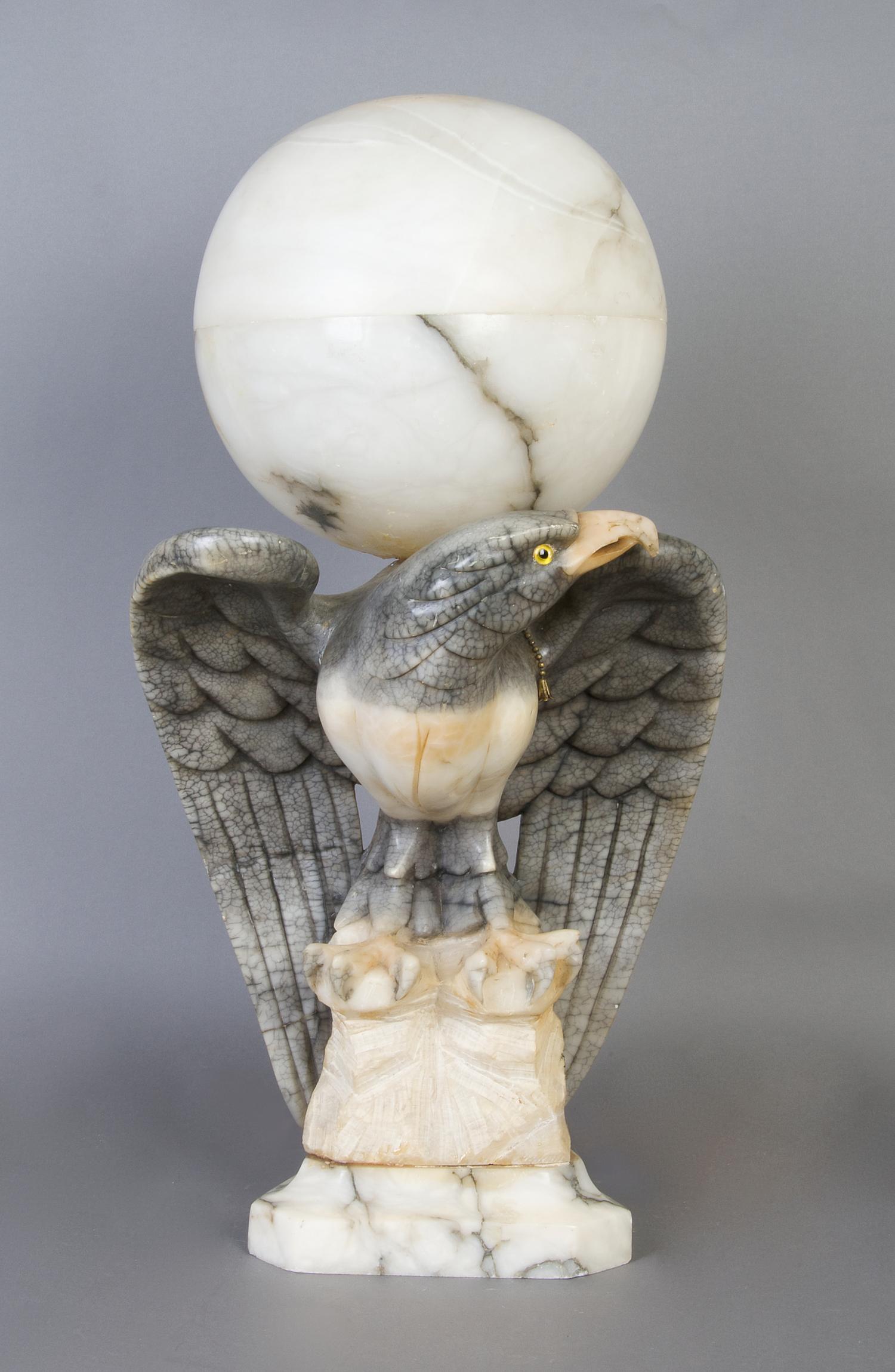 An Alabaster Figural Lamp, probably Italian, Height 24 inches.