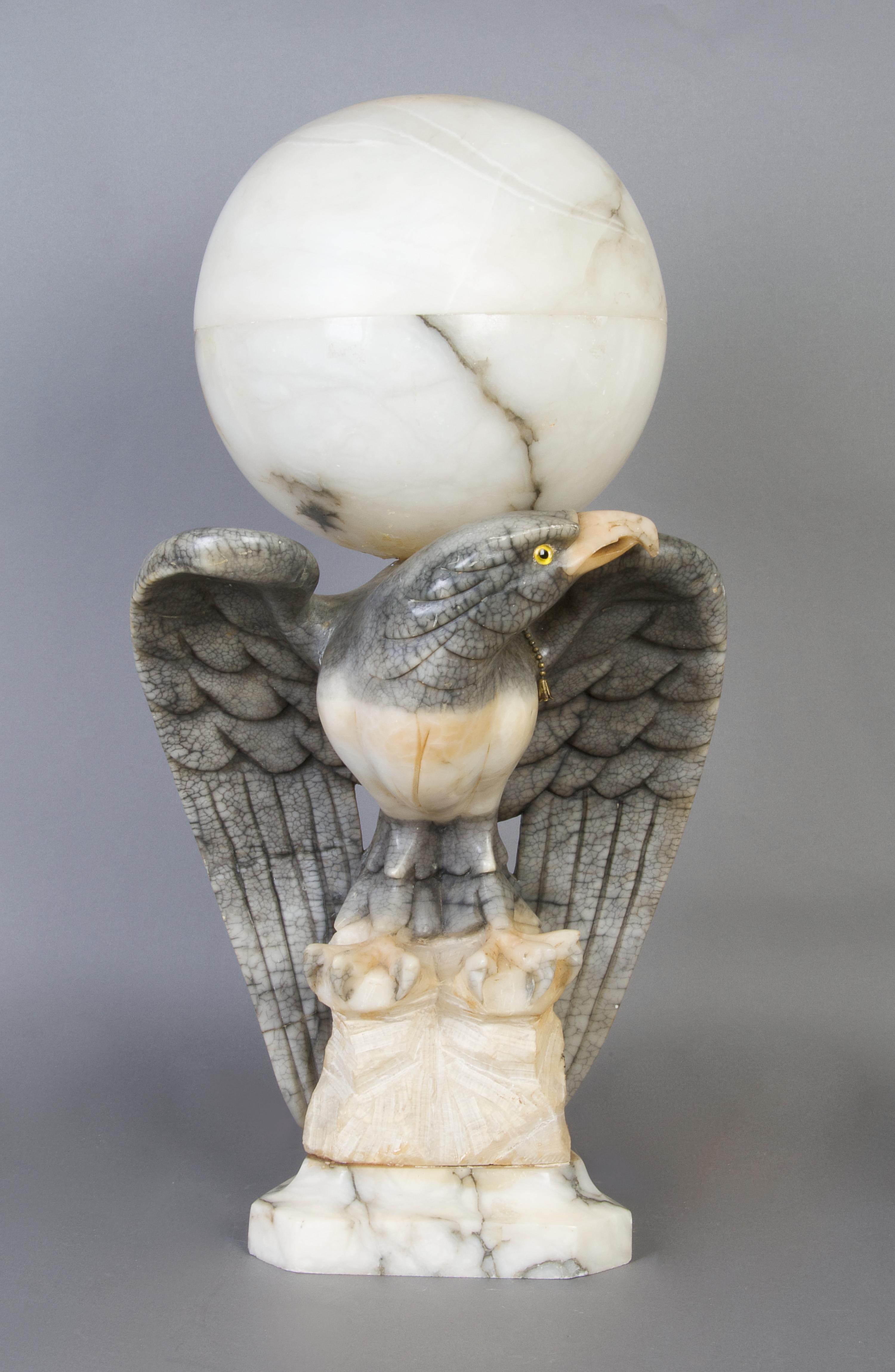 An Alabaster Figural Lamp, probably Italian, Height 24 inches.