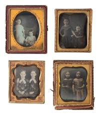 [EARLY PHOTOGRAPHY]. 32 sixth plate and quarter plate daguerreotypes of siblings, mostly sisters.
