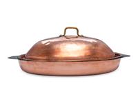 An American Copper Oval Au Gratin Dish with Cover