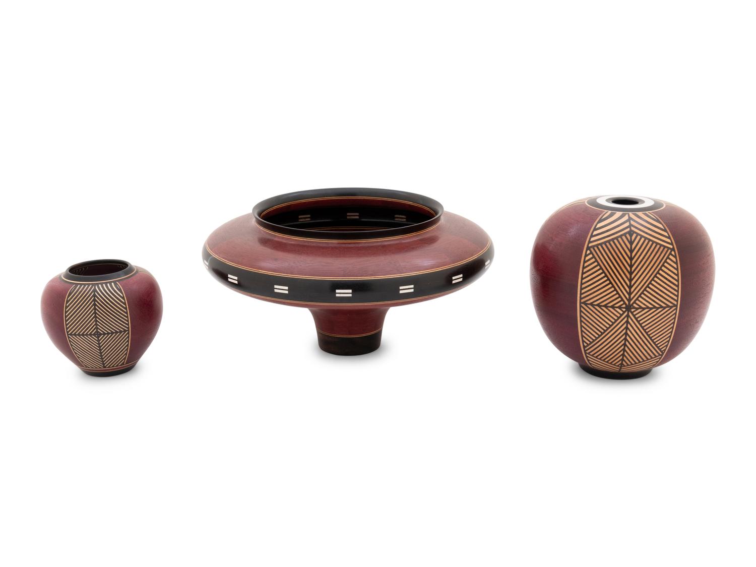 Three Turned Wood Vases by Ray Allen