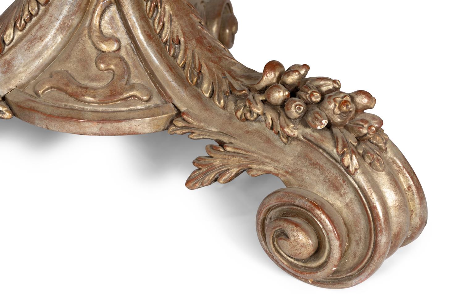 An Italian Silvered Wood Scagliola-Top Pedestal Table
