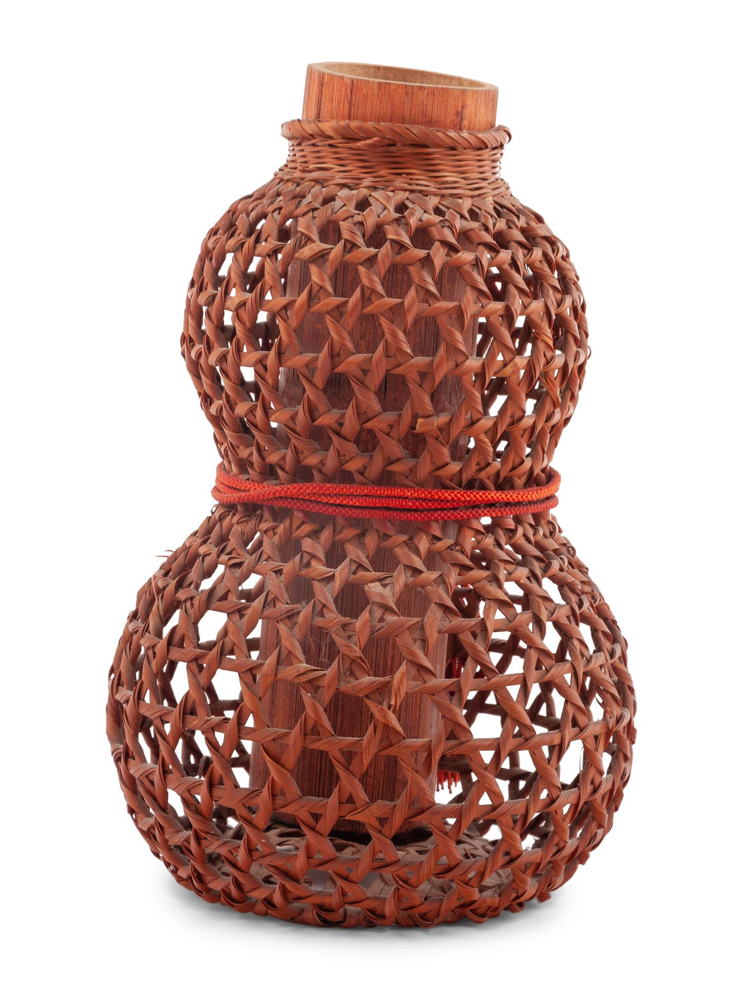 A Japanese Bamboo Gourd-Form Ikebana Basket