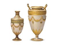 Two Wedgwood Parcel-Gilt and Bronzed Queen's Ware Vases