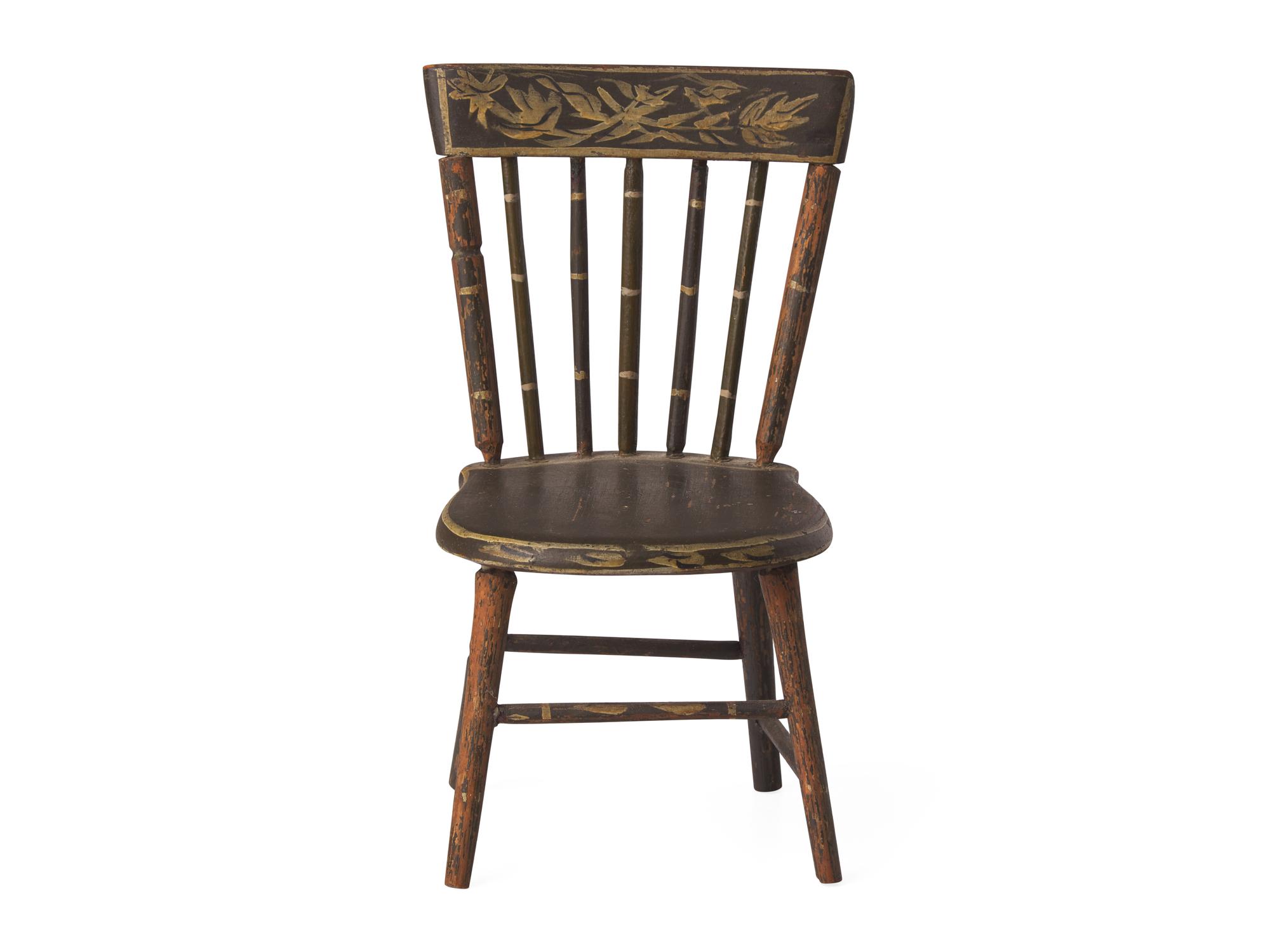 A Miniature Painted and Decorated Windsor Chair