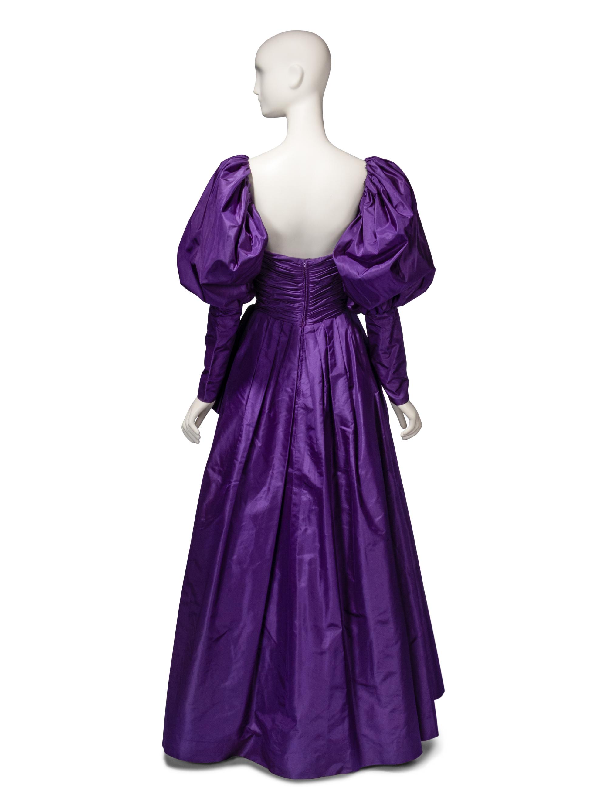 Loris Azzaro Haute Couture, Convertible Purple Taffeta Evening Gown