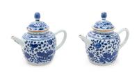 A Pair of Chinese Blue and White Porcelain Teapots Height 5 1/2 inches. — LATE 17TH CENTURY