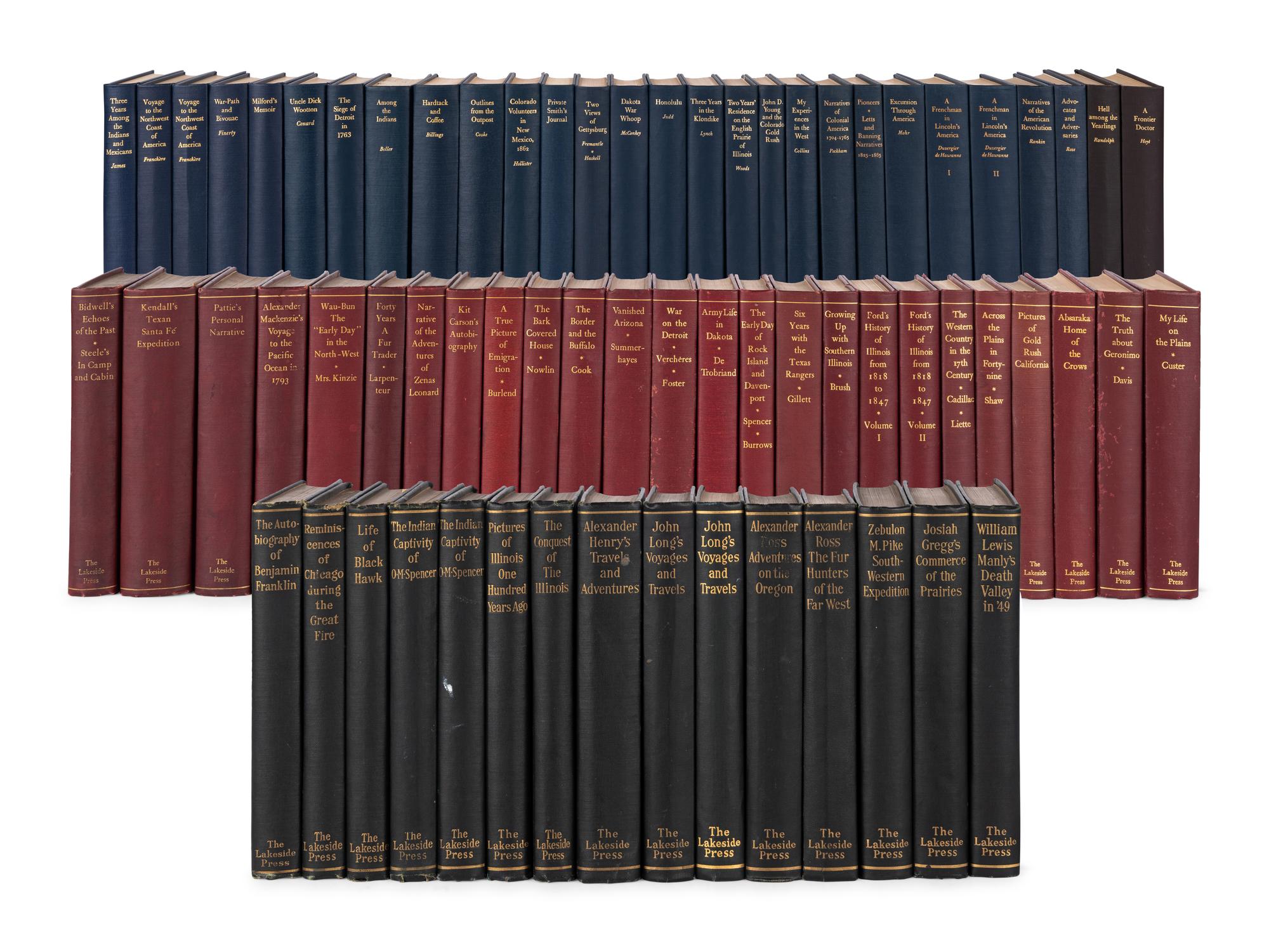 [LAKESIDE CLASSICS]. A non-consecutive run of 68 volumes published in R.R. Donnelley's Lakeside Classics series by The Lakeside Press in Chicago, comprising: