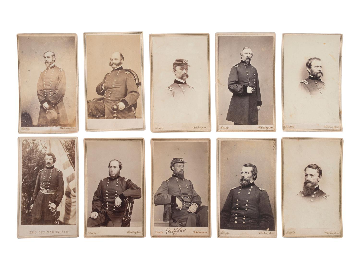 [CIVIL WAR - ARMY OF POTOMAC]. BRADY, Mathew (1822-1896), photographer. A group of 37 CDVs of Union generals, incl. MEADE, FRANKLIN, STONEMAN, BURNSIDE, TYLER, KEYES, GRIFFIN, MARTINDALE, and HATCH, MOH.