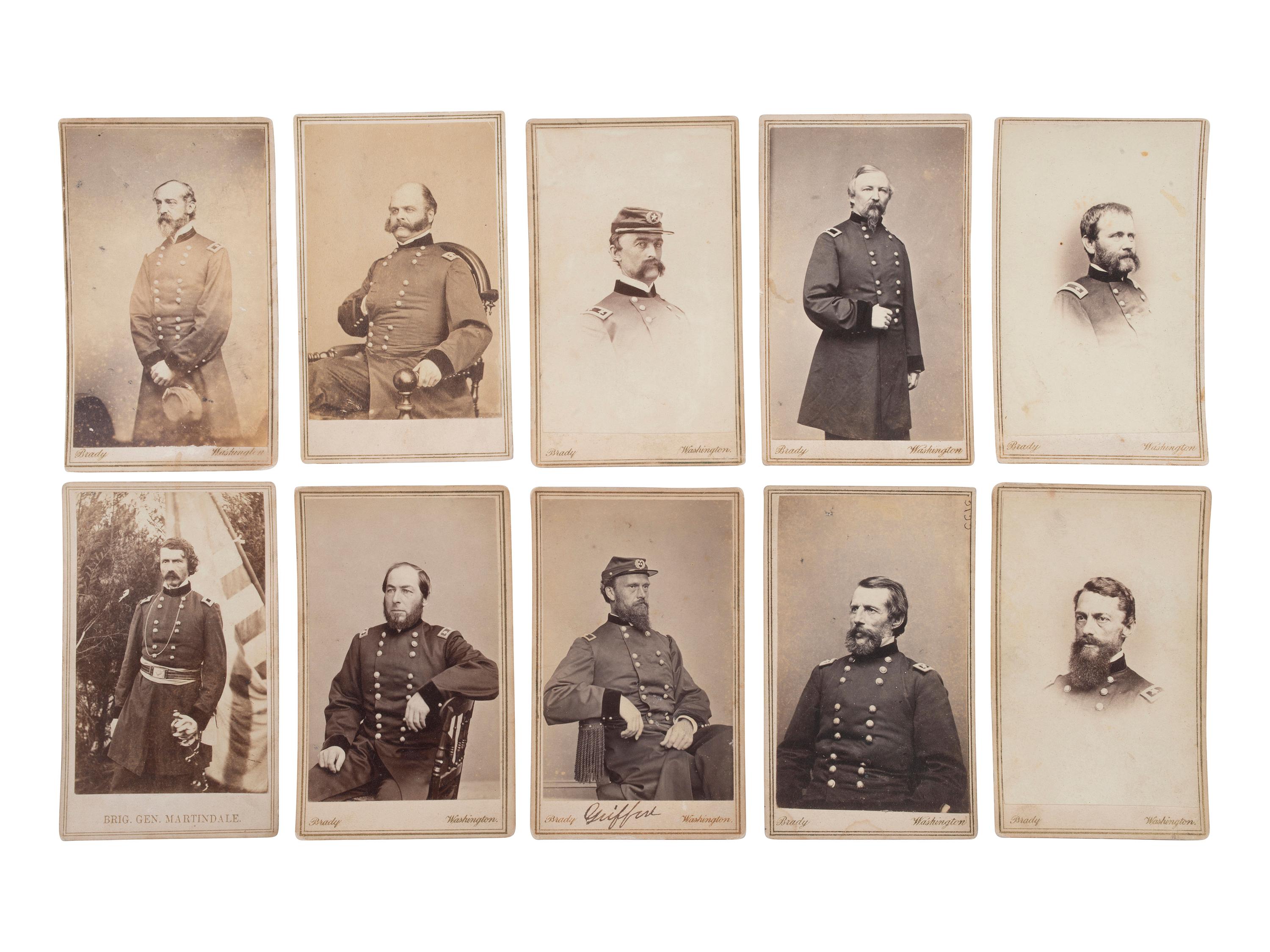 [CIVIL WAR - ARMY OF POTOMAC]. BRADY, Mathew (1822-1896), photographer. A group of 37 CDVs of Union generals, incl. MEADE, FRANKLIN, STONEMAN, BURNSIDE, TYLER, KEYES, GRIFFIN, MARTINDALE, and HATCH, MOH.