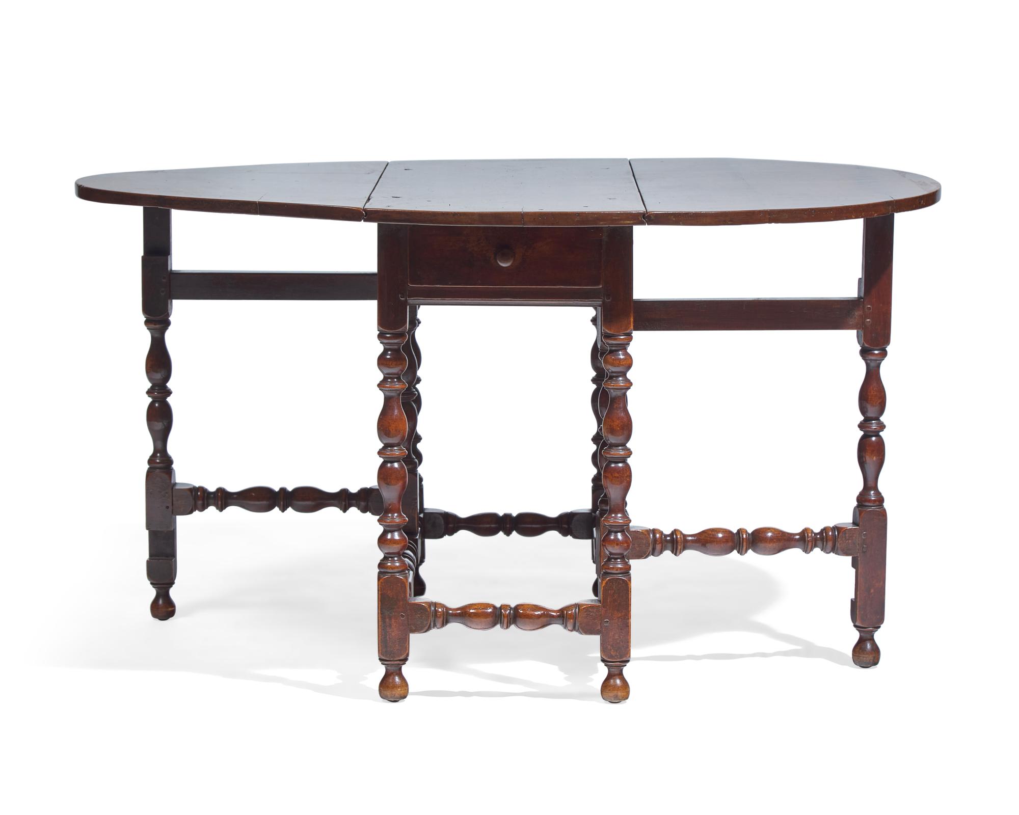 A William and Mary Turned Maple Gate-Leg Table