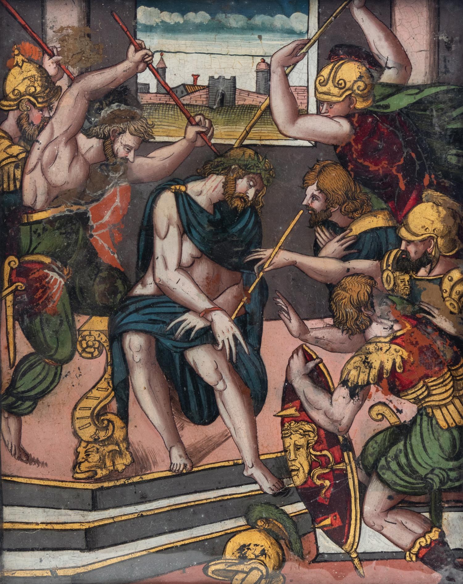 A Continental Reverse Painting on Glass