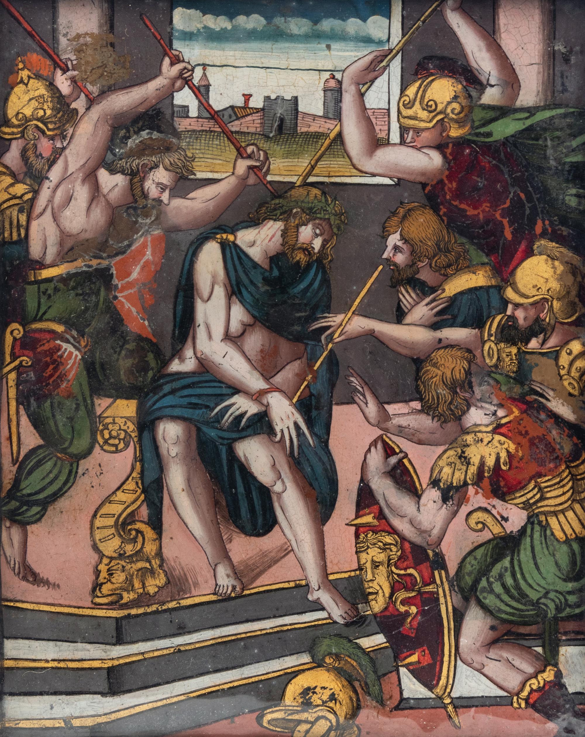 A Continental Reverse Painting on Glass
