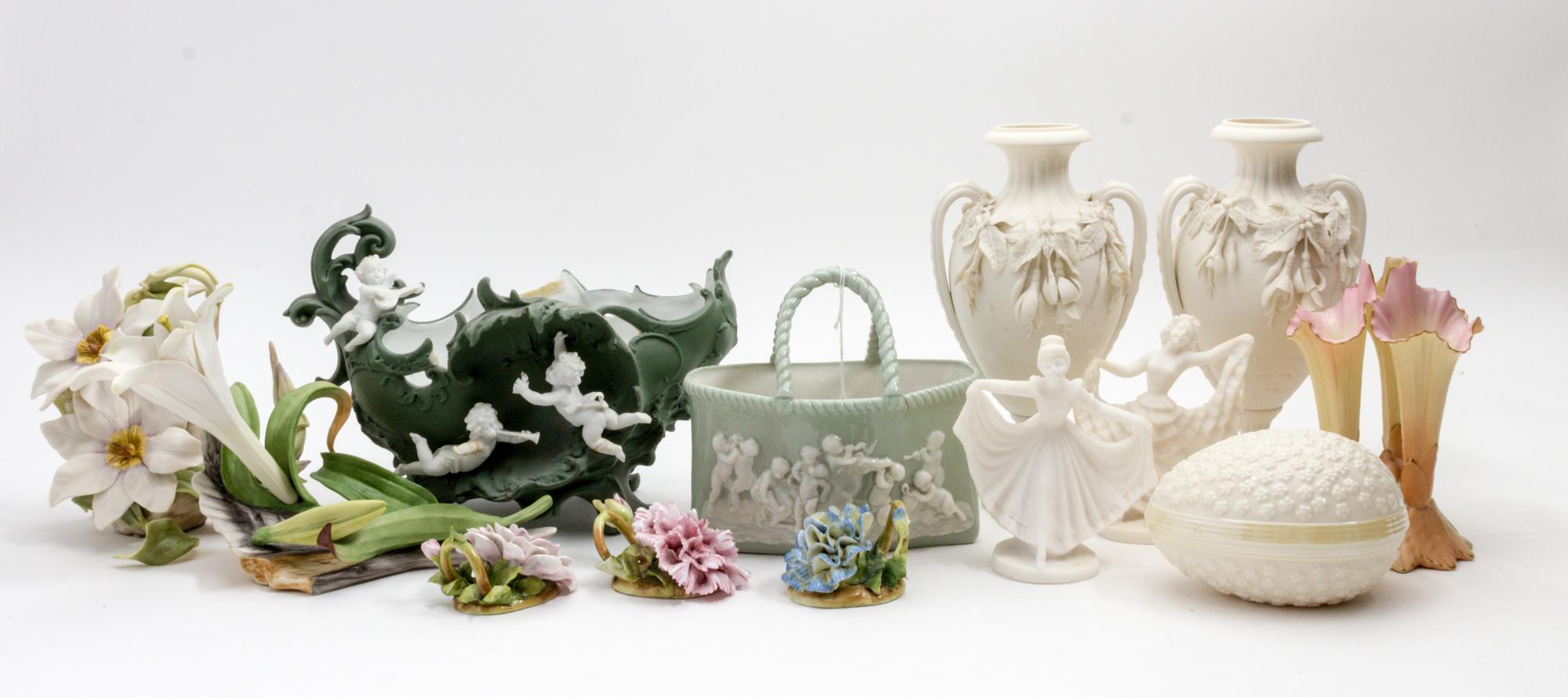 A Collection of Continental and English Decorative Articles Height of first pair 9 1/8 inches. — PRIMARILY 20TH CENTURY