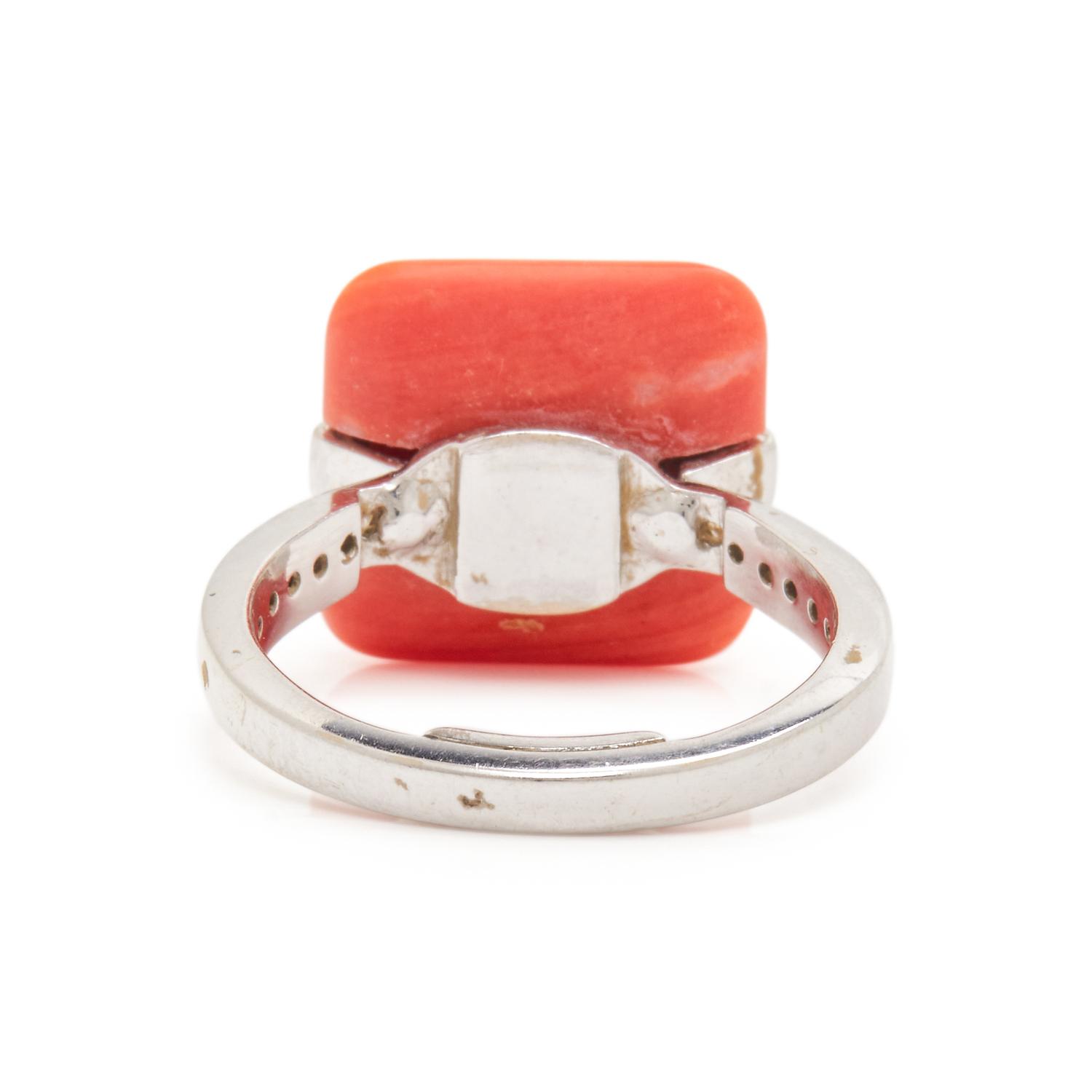 WHITE GOLD, CORAL AND DIAMOND SET
