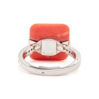 WHITE GOLD, CORAL AND DIAMOND SET